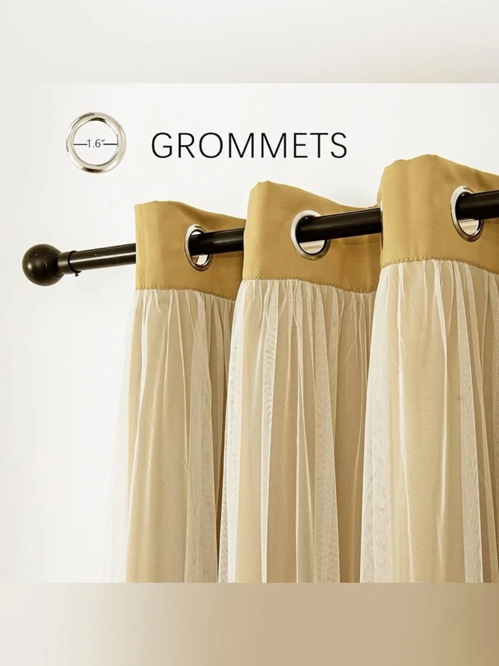 Lina Tan Drapes with Ivory Sheer Panels